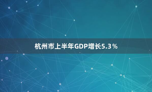 杭州市上半年GDP增长5.3％