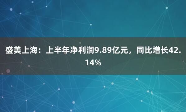 盛美上海：上半年净利润9.89亿元，同比增长42.14%