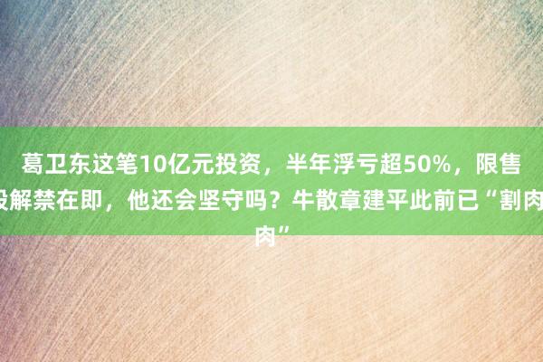 葛卫东这笔10亿元投资,半年浮亏超50%,限售股解禁在即,他还会坚守吗?牛散章建平此前已“割肉”