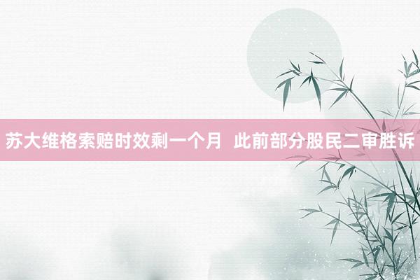 苏大维格索赔时效剩一个月  此前部分股民二审胜诉