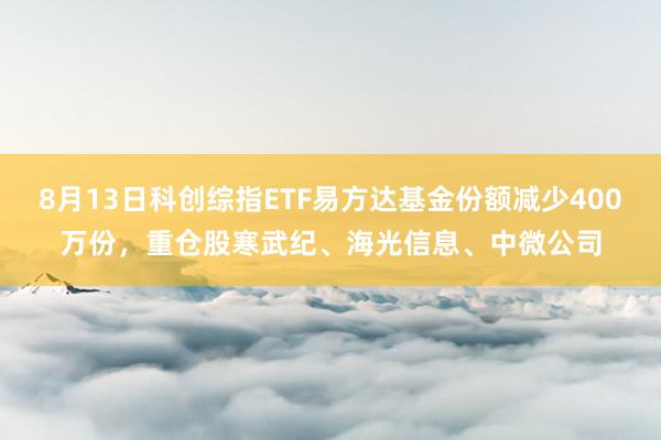 8月13日科创综指ETF易方达基金份额减少400万份，重仓股寒武纪、海光信息、中微公司
