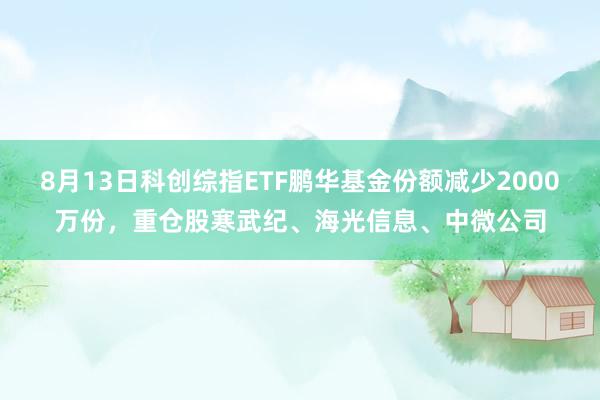 8月13日科创综指ETF鹏华基金份额减少2000万份，重仓股寒武纪、海光信息、中微公司