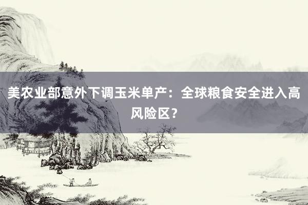 美农业部意外下调玉米单产：全球粮食安全进入高风险区？