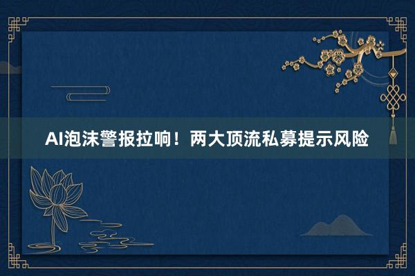 AI泡沫警报拉响!两大顶流私募提示风险
