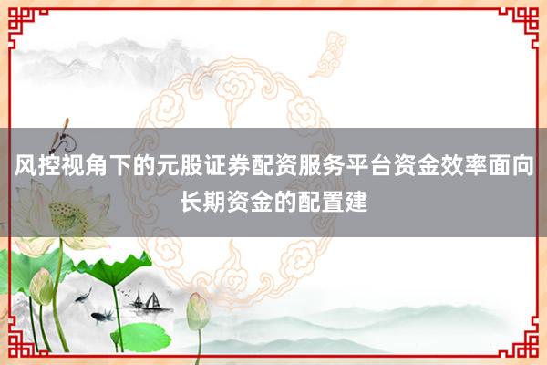 风控视角下的元股证券配资服务平台资金效率面向长期资金的配置建