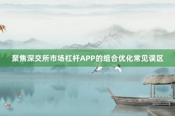 聚焦深交所市场杠杆APP的组合优化常见误区