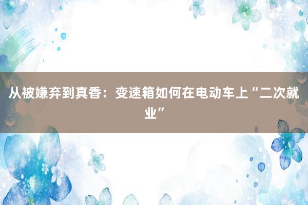 从被嫌弃到真香：变速箱如何在电动车上“二次就业”