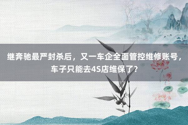 继奔驰最严封杀后，又一车企全面管控维修账号，车子只能去4S店维保了？