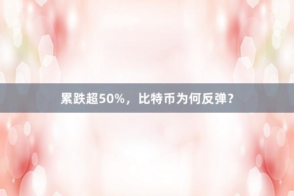 累跌超50%，比特币为何反弹？