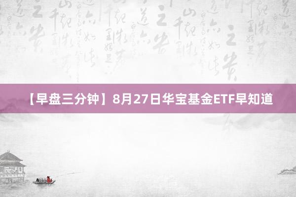 【早盘三分钟】8月27日华宝基金ETF早知道