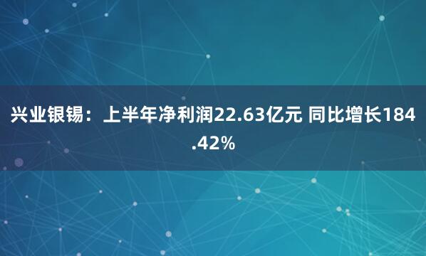 兴业银锡：上半年净利润22.63亿元 同比增长184.42%