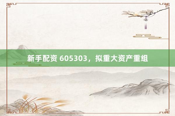 新手配资 605303，拟重大资产重组