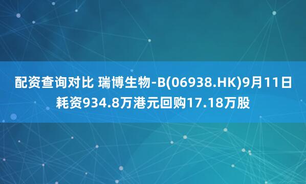配资查询对比 瑞博生物-B(06938.HK)9月11日耗资934.8万港元回购17.18万股