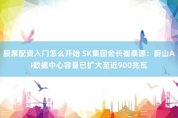 股票配资入门怎么开始 SK集团会长崔泰源：蔚山AI数据中心容量已扩大至近900兆瓦