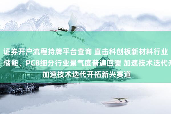 证券开户流程持牌平台查询 直击科创板新材料行业集体业绩会：储能、PCB细分行业景气度普遍回暖 加速技术迭代开拓新兴赛道