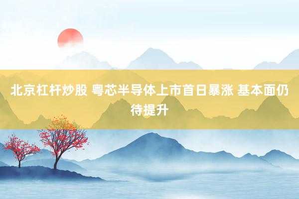 北京杠杆炒股 粤芯半导体上市首日暴涨 基本面仍待提升